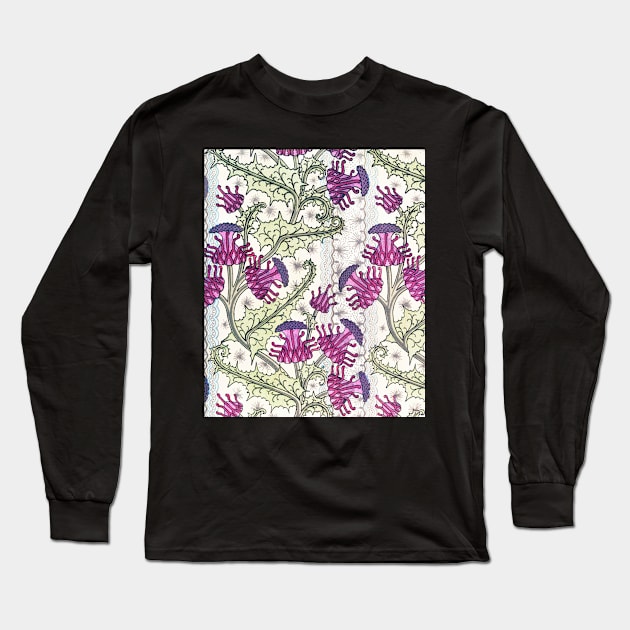 Purple Thistles Long Sleeve T-Shirt by seacucumber